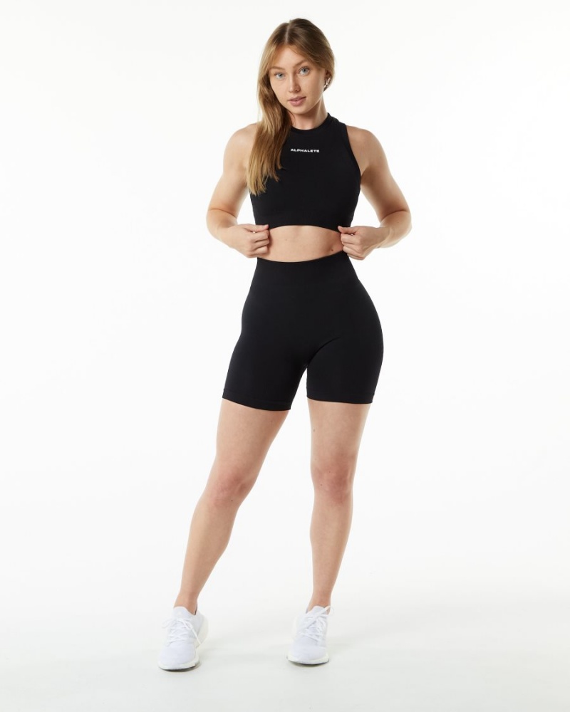 Black Alphalete Ozone Short 5.5" Women's Shorts | 6120849-YE