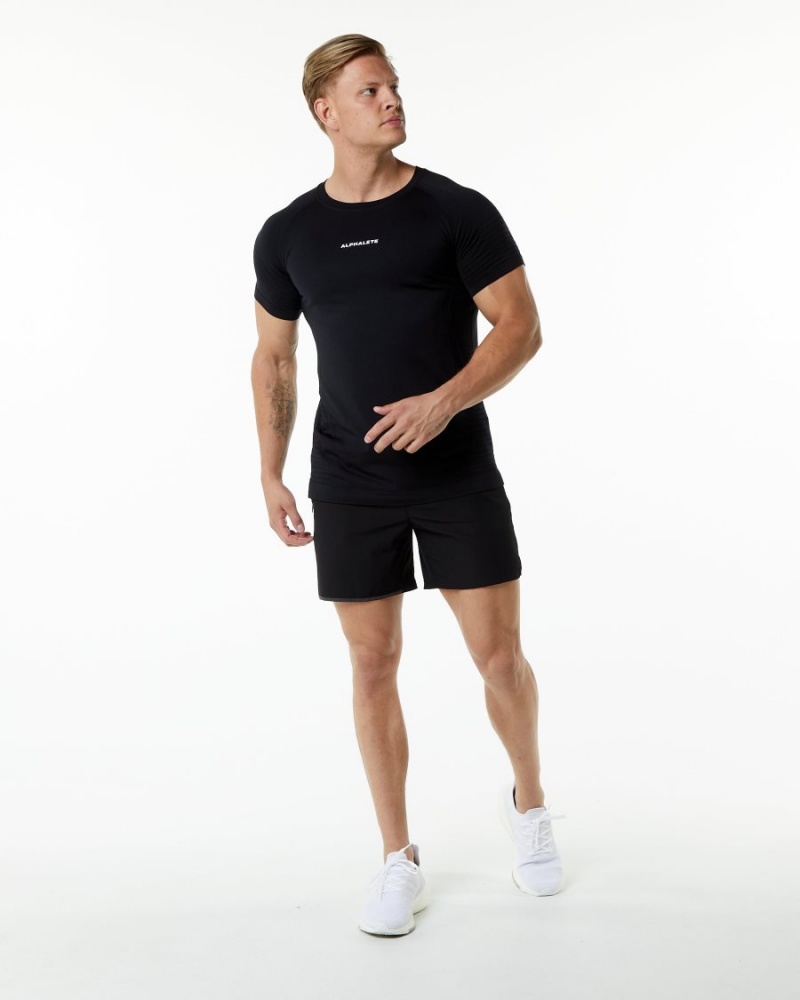 Black Alphalete Ozone Tee Men's Shirts | 5260837-LI