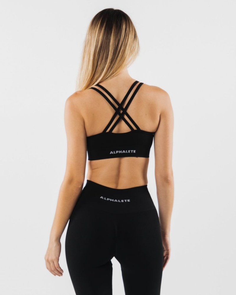 Black Alphalete Revival Bra Women's Sports Bra | 5381769-AT