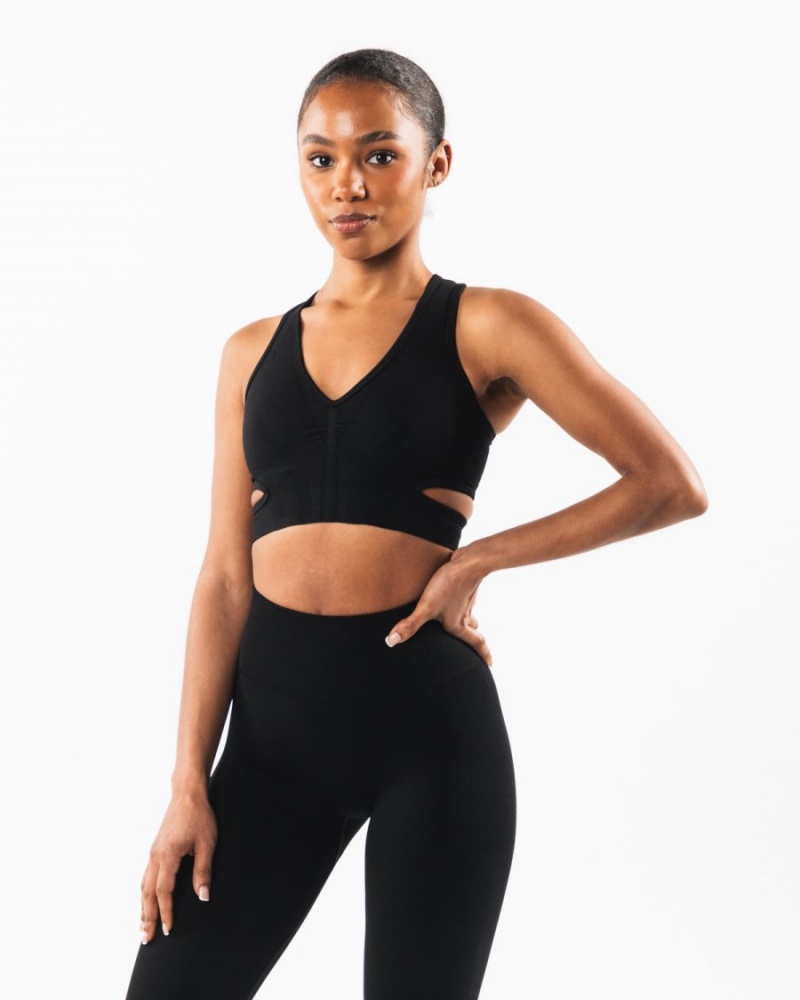 Black Alphalete Stratus Bra Women's Sports Bra | 2307194-ZI