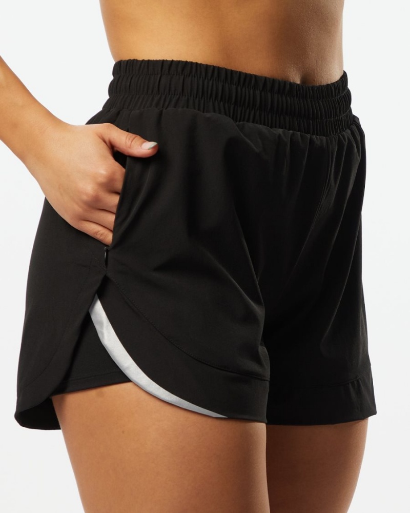 Black Alphalete Stride Short 3" Women's Shorts | 4153286-MC