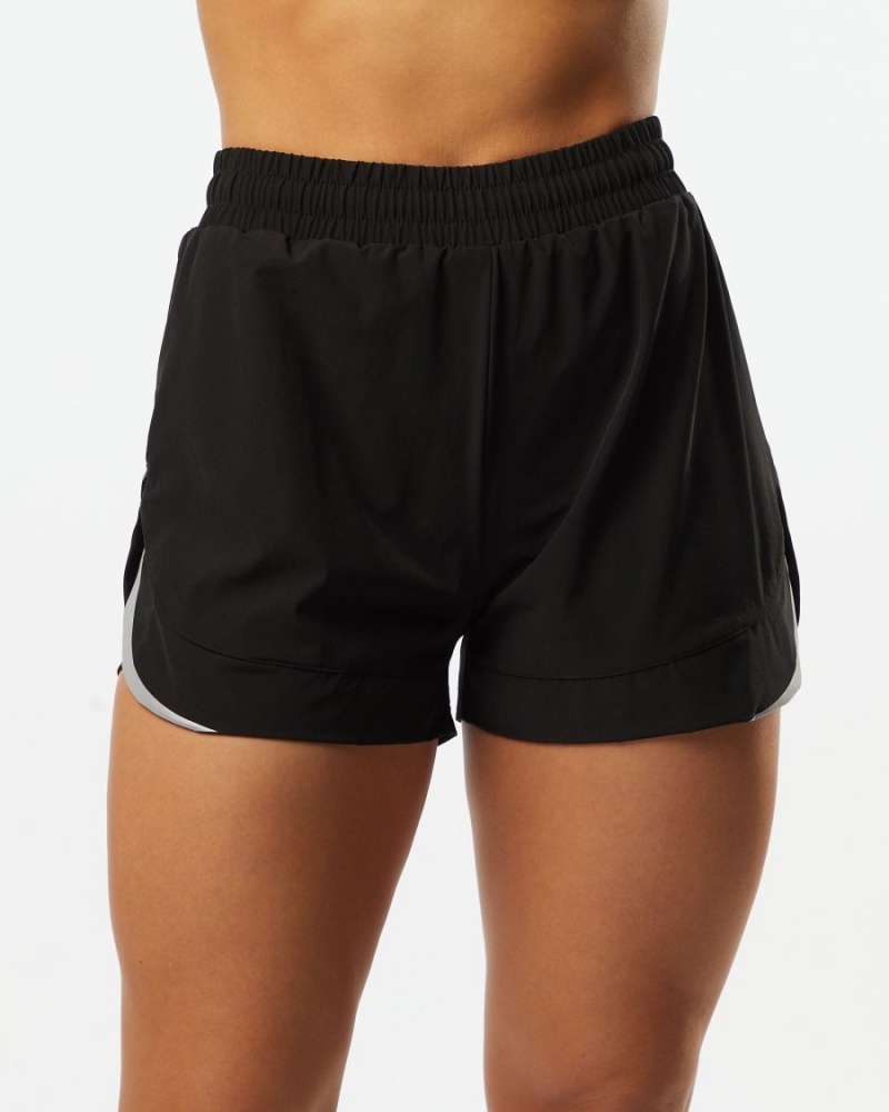 Black Alphalete Stride Short 3" Women\'s Shorts | 4153286-MC