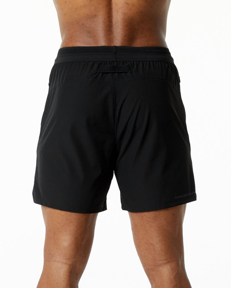 Black Alphalete Studio Short 6" Men's Shorts | 7205698-KZ