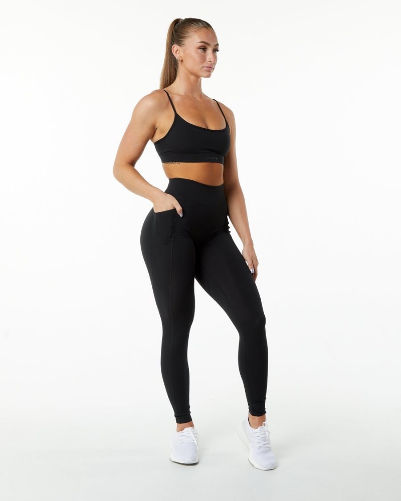 Black Alphalete Surface Pocket Legging 29" Women's Leggings | 7890546-AI