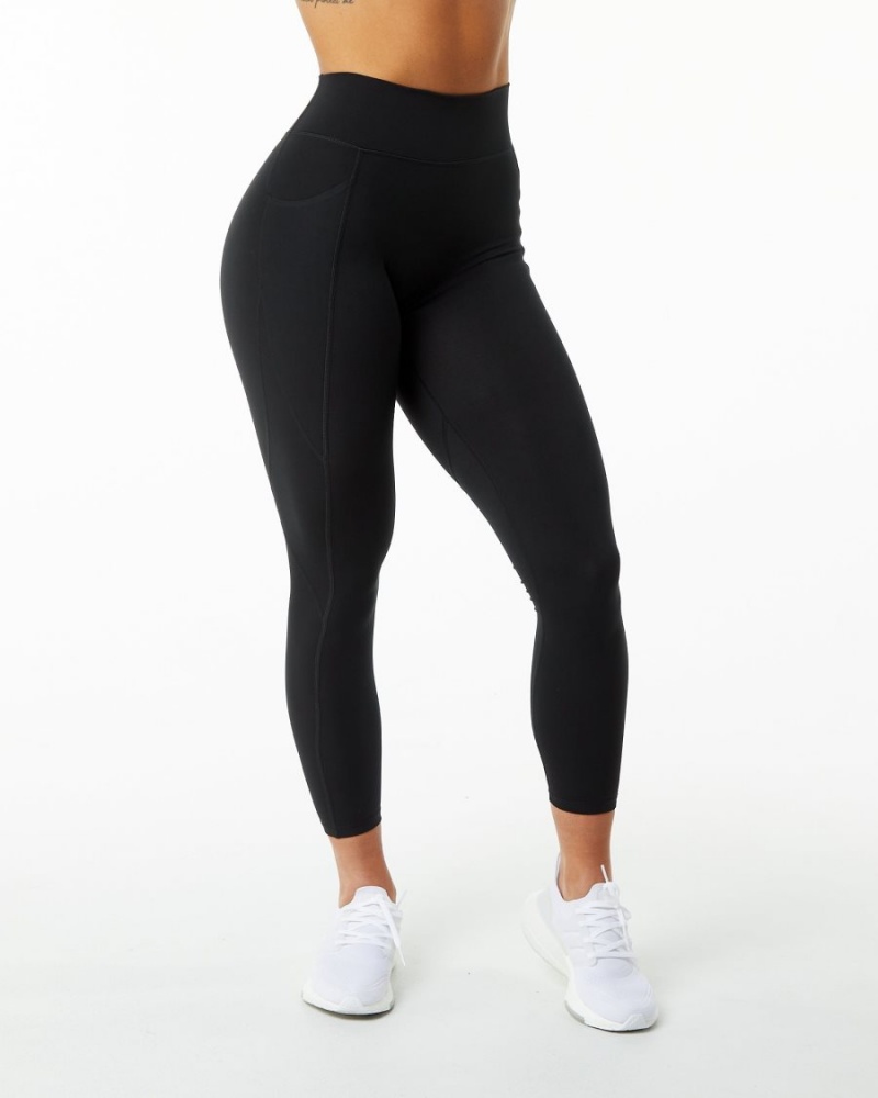 Black Alphalete Surface Pocket Legging Women's Leggings | 6307485-YE