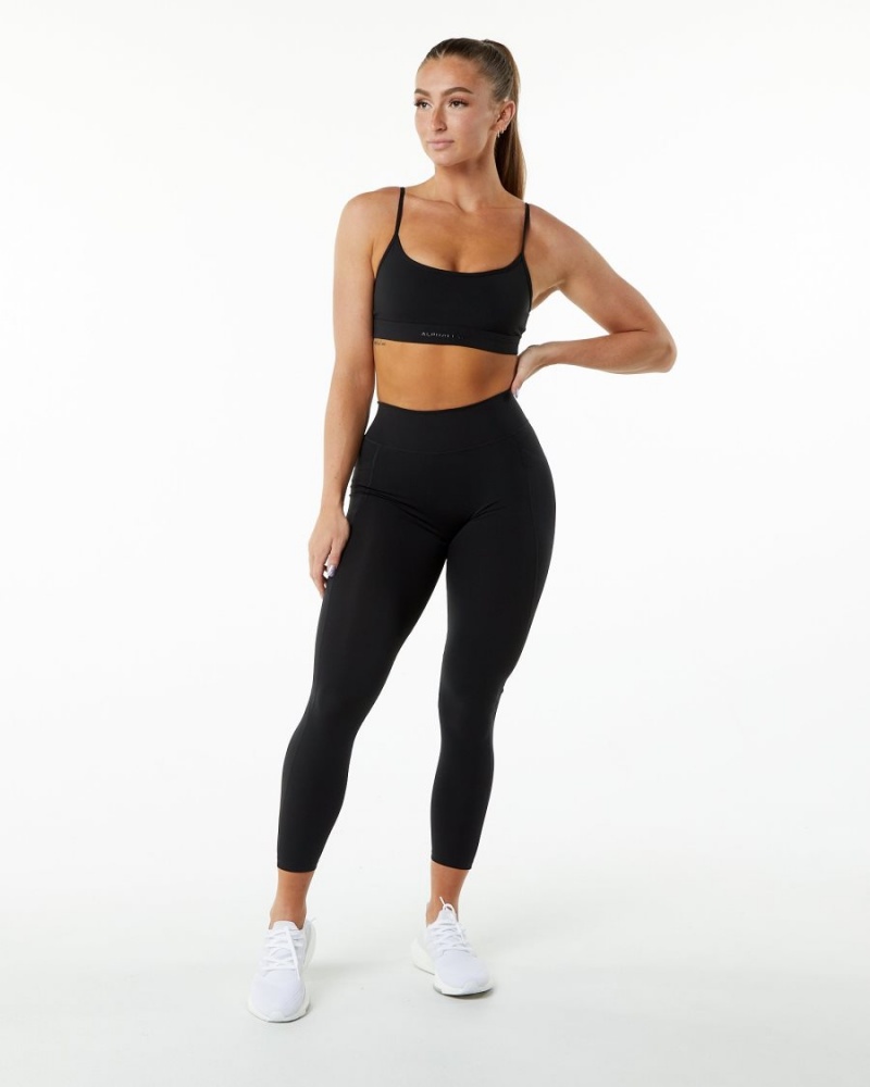 Black Alphalete Surface Pocket Legging Women's Leggings | 6307485-YE