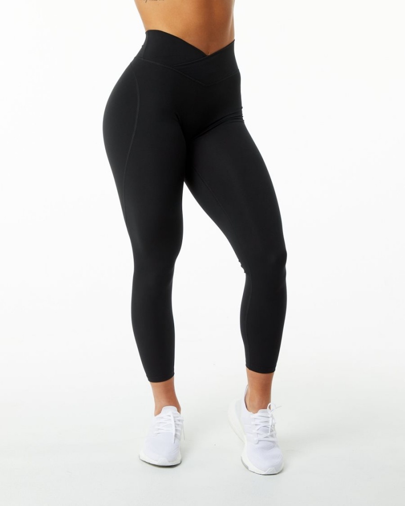 Black Alphalete Surface Power Legging Women\'s Leggings | 3064179-PV