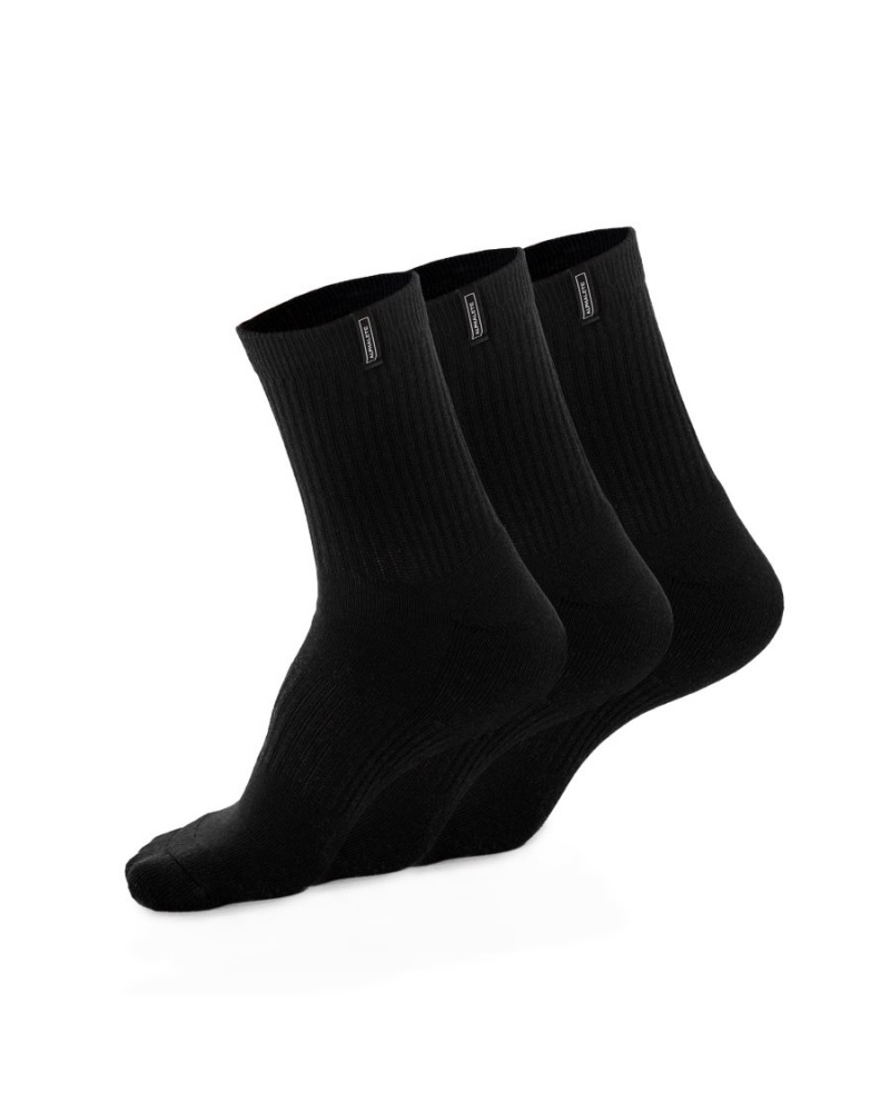 Black Alphalete Union Crew Sock 3pk Men\'s Accessories | 7596381-NI