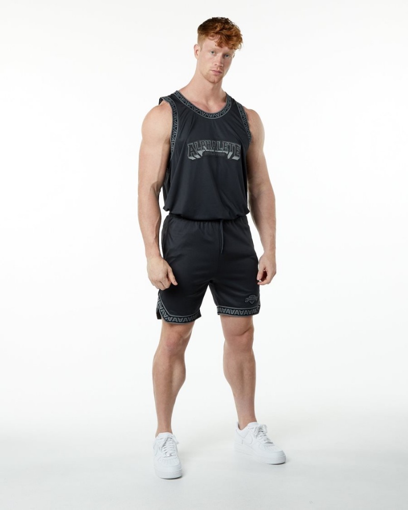 Black Alphalete Varsity Basketball Jersey Men's Stringers | 0572938-XF