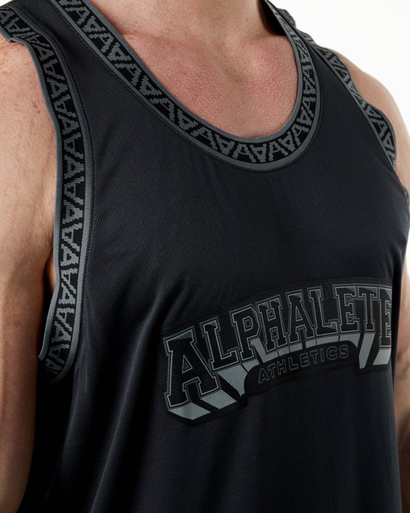 Black Alphalete Varsity Basketball Jersey Men's Stringers | 0572938-XF