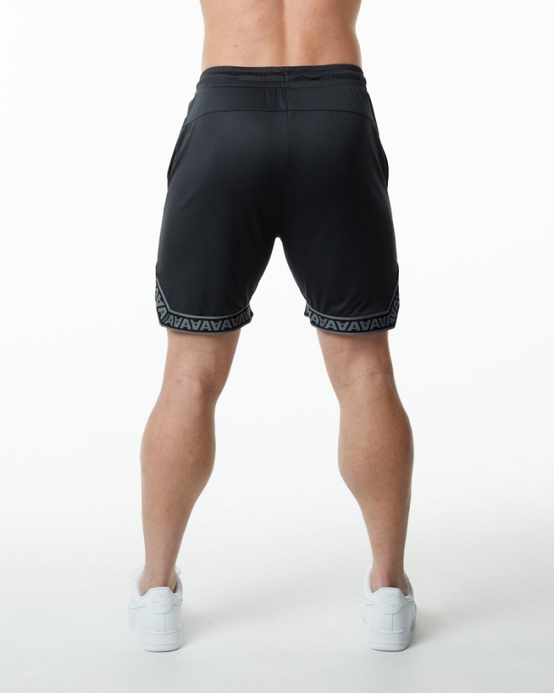 Black Alphalete Varsity Basketball Short 9" Men's Shorts | 8051763-LZ