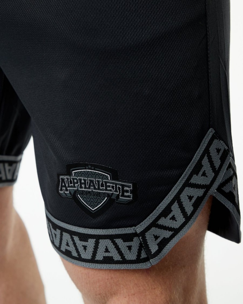 Black Alphalete Varsity Basketball Short 9" Men's Shorts | 8051763-LZ