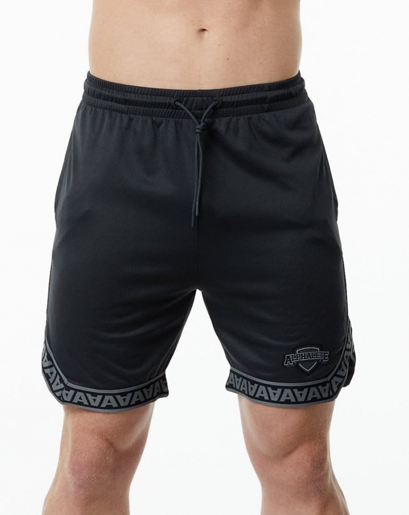 Black Alphalete Varsity Basketball Short 9" Men\'s Shorts | 8051763-LZ