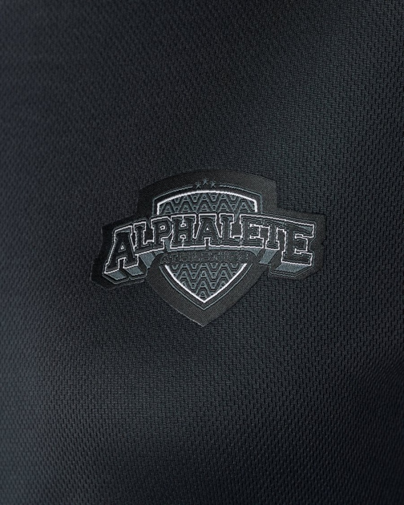 Black Alphalete Varsity Crop Women's Shirts | 4083657-WK