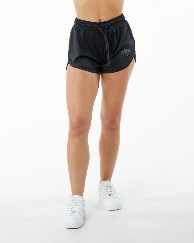 Black Alphalete Varsity Short 3.25" Women's Shorts | 9573142-PQ