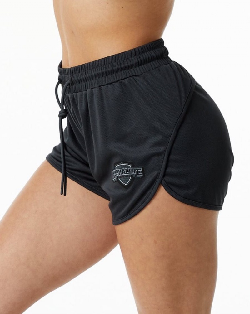 Black Alphalete Varsity Short 3.25" Women\'s Shorts | 9573142-PQ