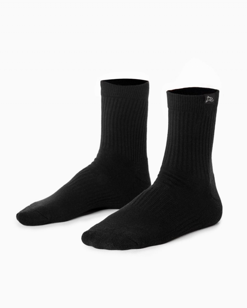 Black Alphalete Wolf Head Crew Sock 3pk Women's Accessories | 5149280-XZ