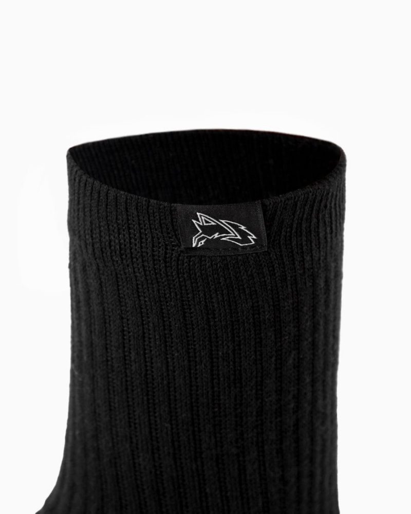 Black Alphalete Wolf Head Crew Sock 3pk Women's Accessories | 5149280-XZ