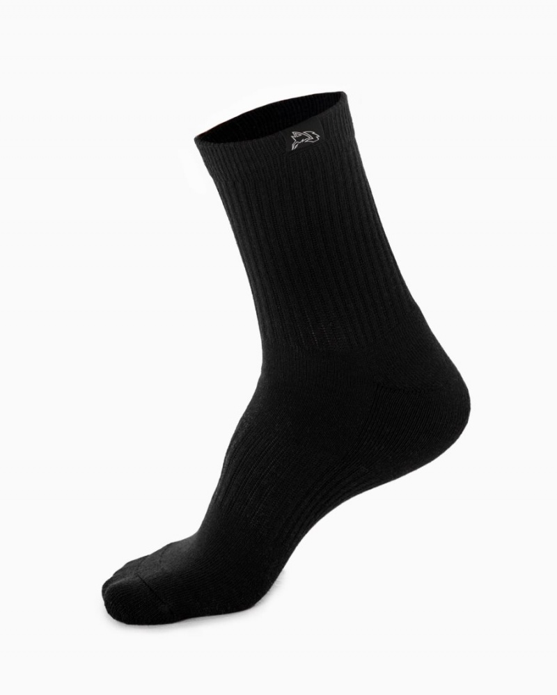 Black Alphalete Wolf Head Crew Sock 3pk Men's Accessories | 5694178-VY