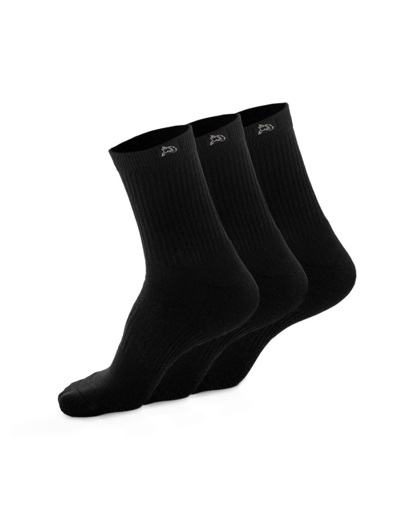 Black Alphalete Wolf Head Crew Sock 3pk Men\'s Accessories | 5694178-VY