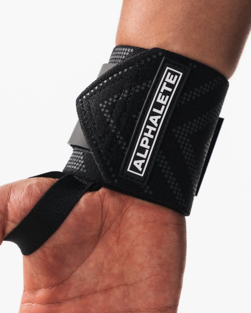 Black Alphalete Wrist Wraps Men's Accessories | 5904827-OD