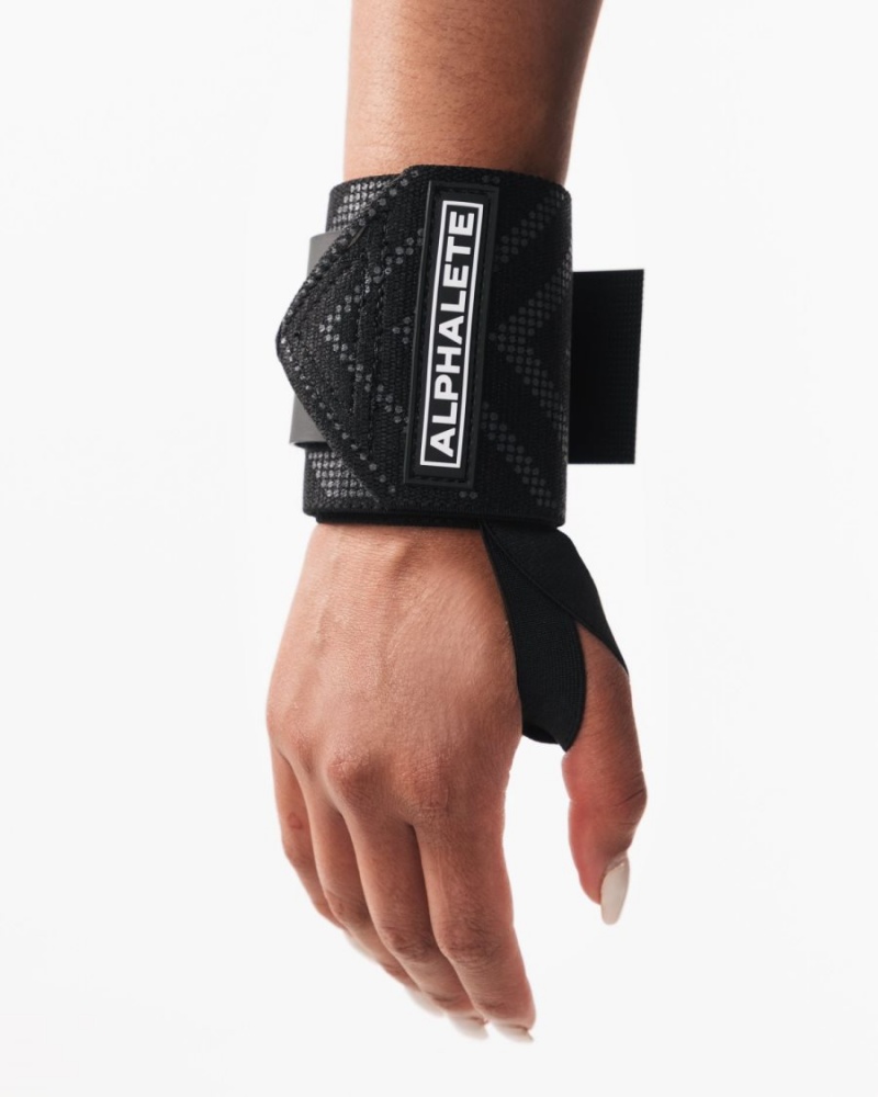 Black Alphalete Wrist Wraps Women's Accessories | 0853429-UI