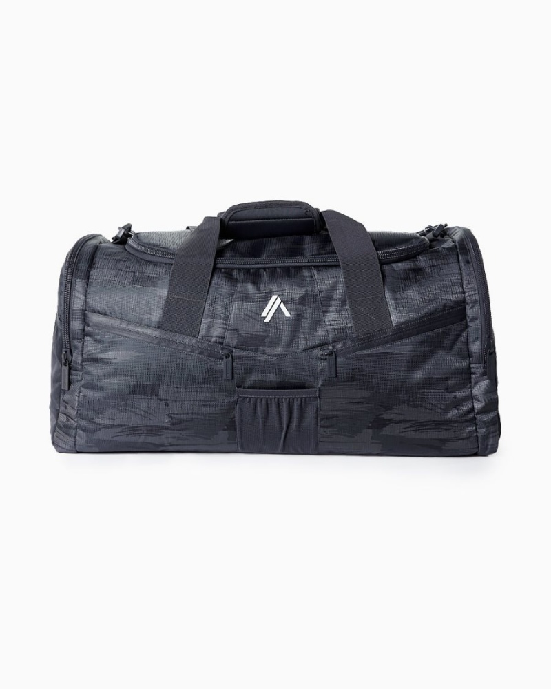 Black Canvas Camo Alphalete Essential Duffel Bag Men\'s Accessories | 9241560-HS