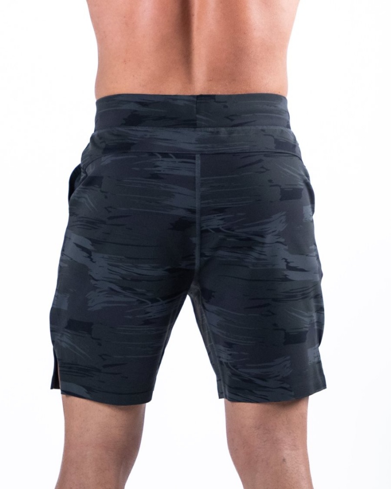 Black Canvas Camo Alphalete Trace Short 8" Men's Shorts | 5964283-SY