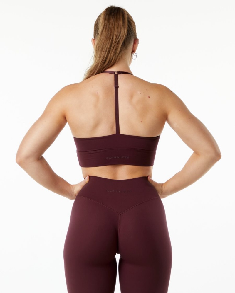 Black Cherry Alphalete Alphalux Wonder Bra Women's Sports Bra | 1765824-MW