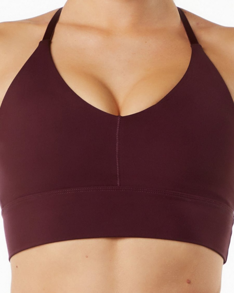 Black Cherry Alphalete Alphalux Wonder Bra Women's Sports Bra | 1765824-MW