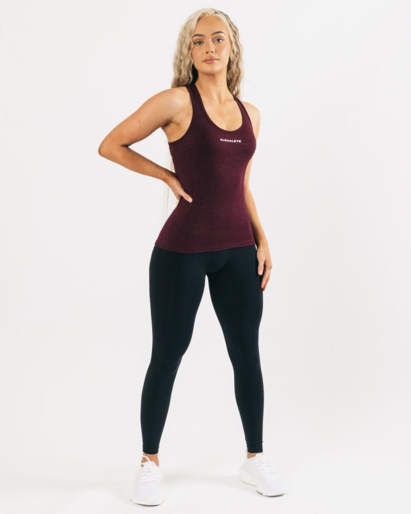 Black Cherry Alphalete Seamless Tank Women's Tank Top | 7326840-LO