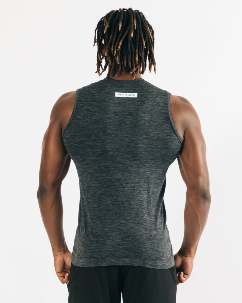 Black Marl Alphalete Hero Tank Men's Tanks | 0521498-SE