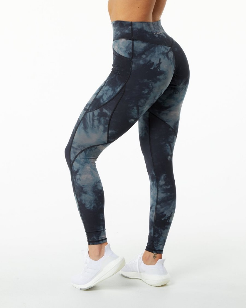 Black Oil Stain Alphalete Surface Pocket Legging 29" Women\'s Leggings | 8532096-LQ