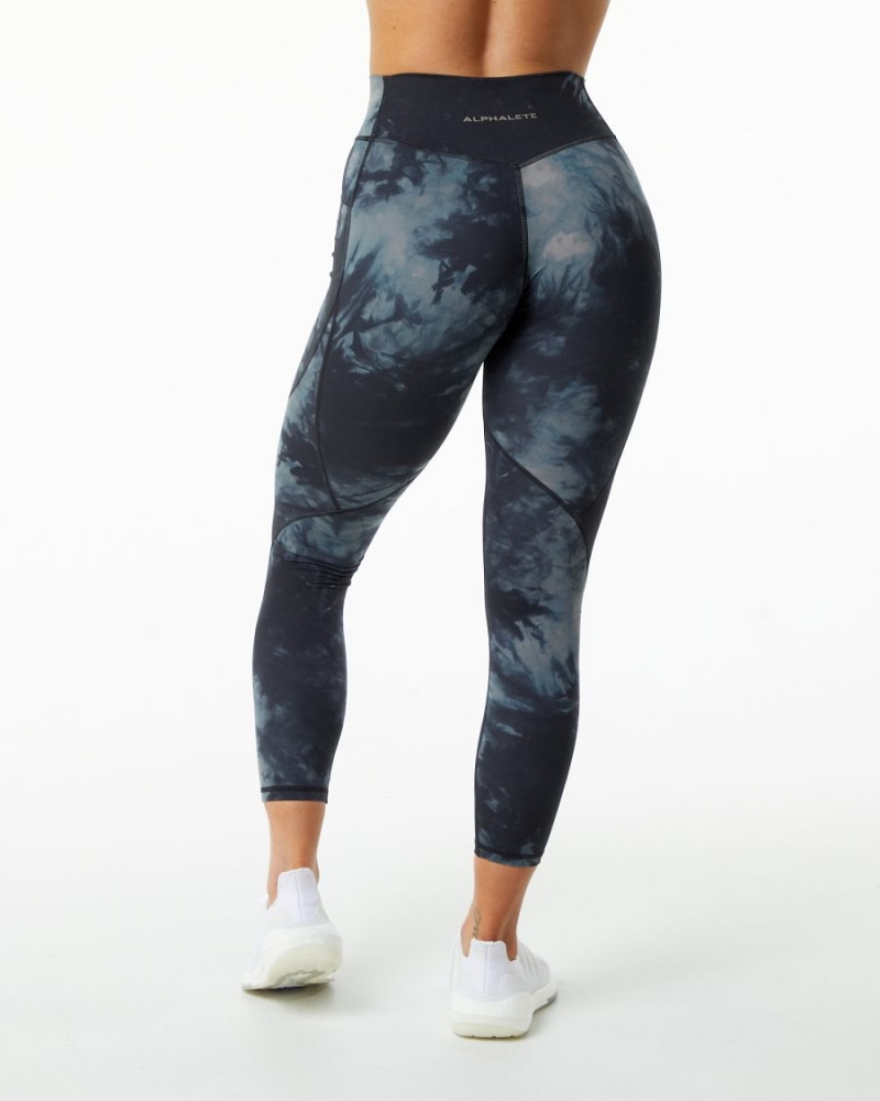 Black Oil Stain Alphalete Surface Pocket Legging Women's Leggings | 7430129-ON