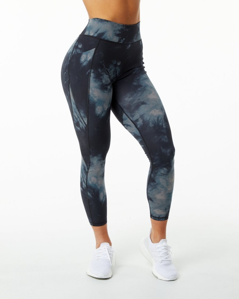 Black Oil Stain Alphalete Surface Pocket Legging Women's Leggings | 7430129-ON