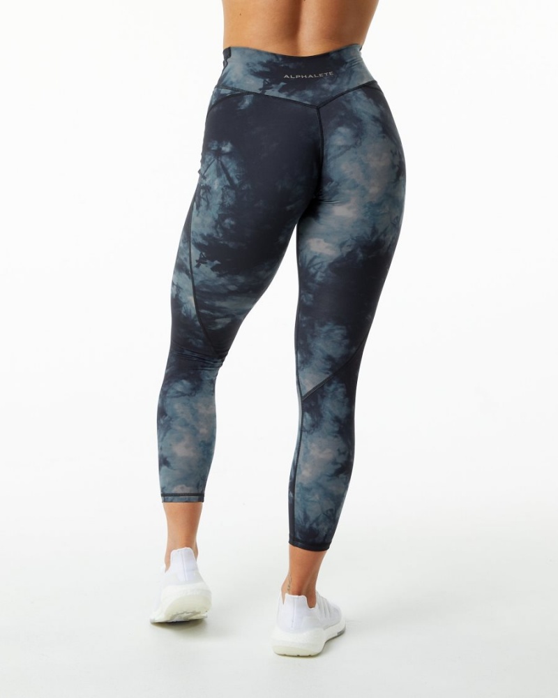 Black Oil Stain Alphalete Surface Power Legging Women's Leggings | 8035429-FL