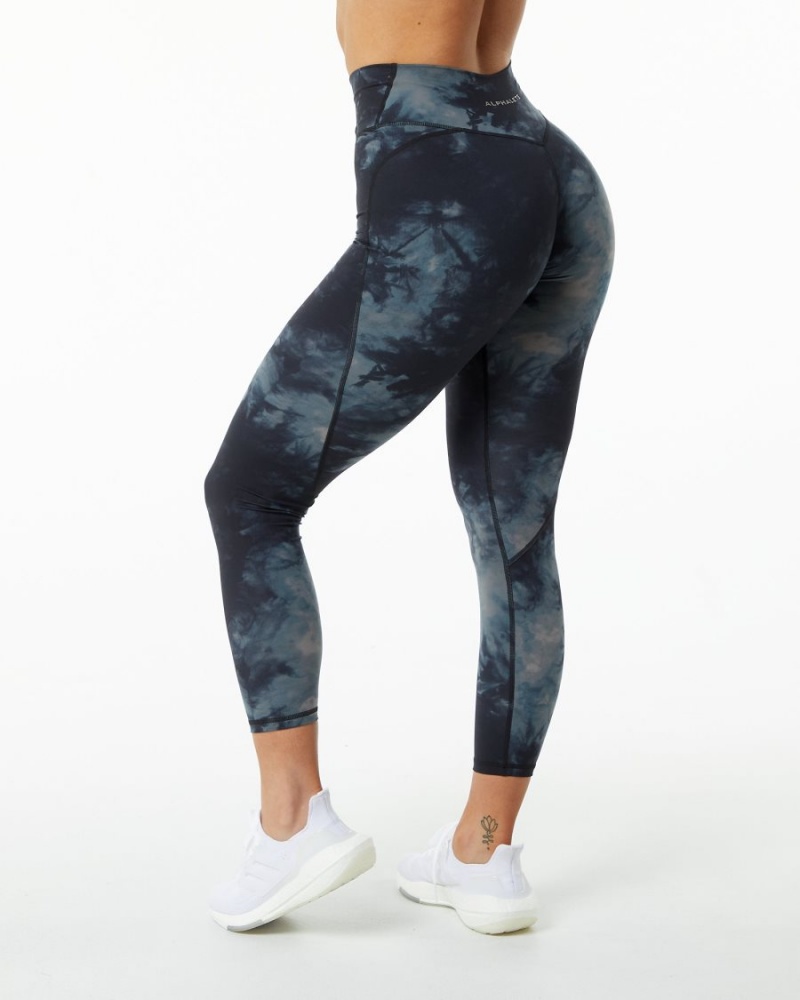 Black Oil Stain Alphalete Surface Power Legging Women's Leggings | 8035429-FL