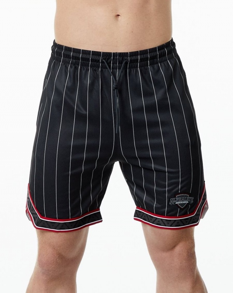 Black Pinstripe Alphalete Varsity Basketball Short 9" Men\'s Shorts | 8613475-HJ