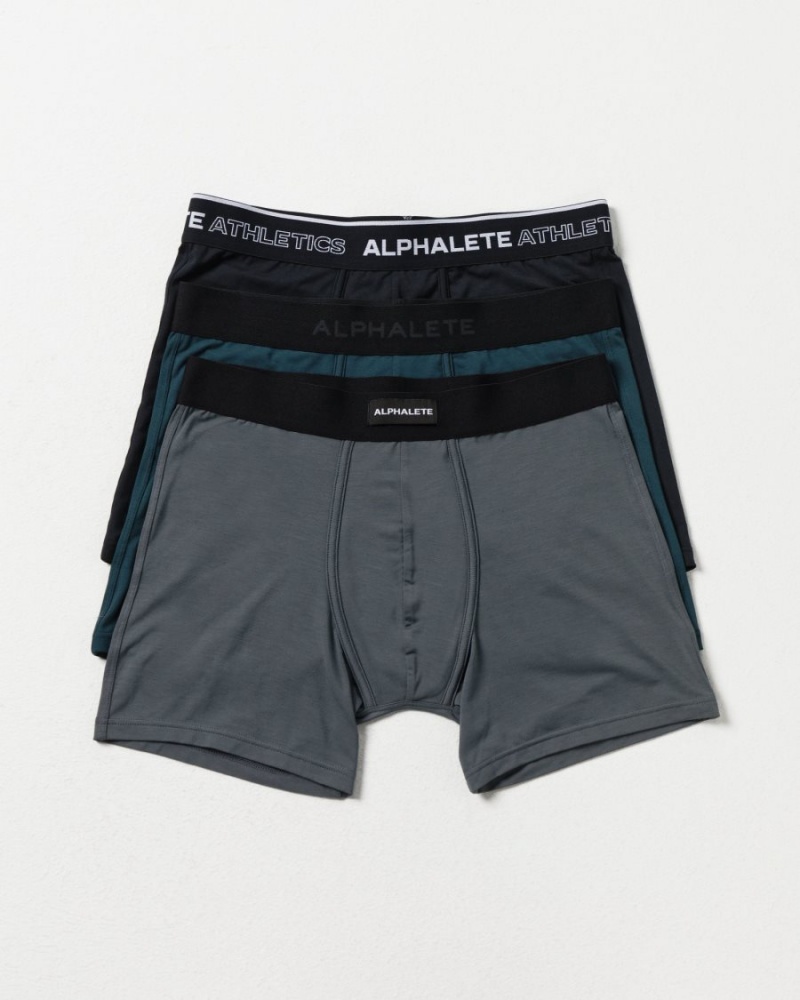 Black / Midnight / Smoke Alphalete Classic Boxer Brief 3pk Men\'s Underwear | 1490783-AZ