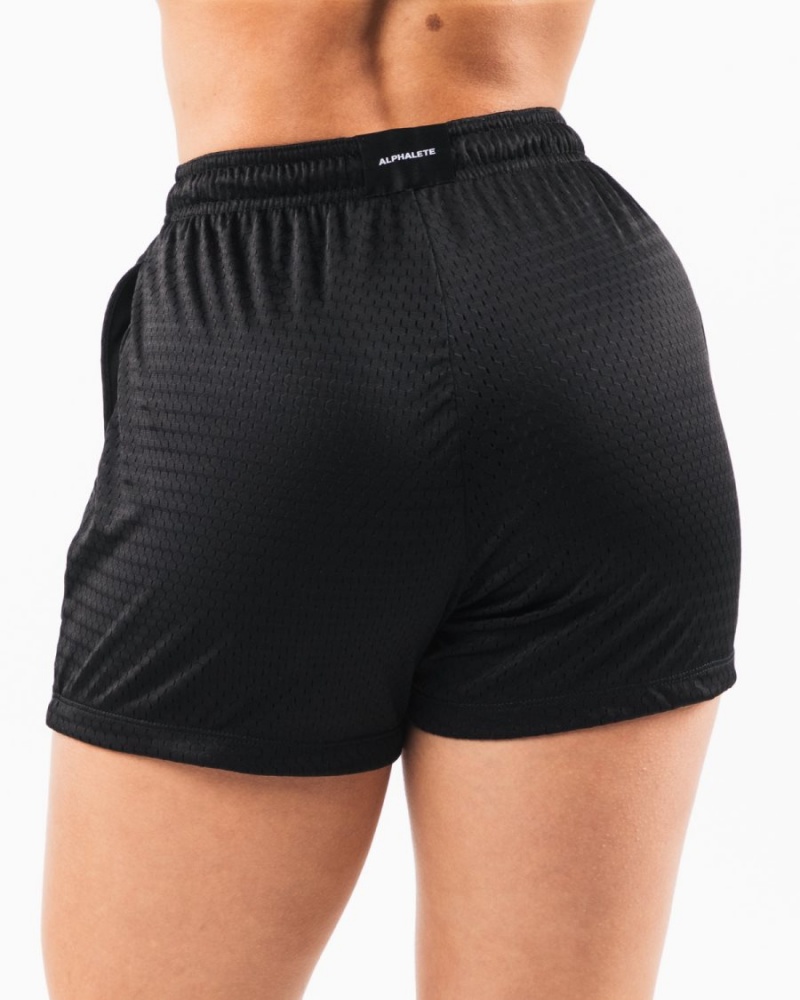 Black / Sage Alphalete Signature Mesh Short 4" Women's Shorts | 0781563-ZA