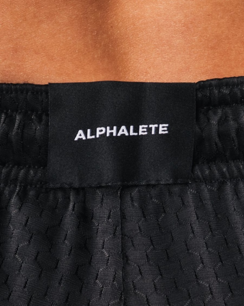 Black / Sage Alphalete Signature Mesh Short 4" Women's Shorts | 0781563-ZA