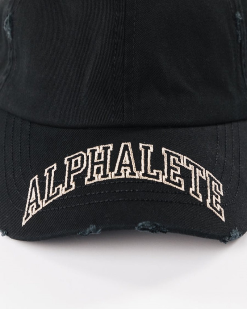 Black / Sea Shell Alphalete Collegiate Vintage Cap Men's Accessories | 2963187-JU