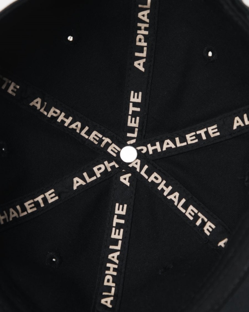 Black / Sea Shell Alphalete Collegiate Vintage Cap Women's Accessories | 9804526-JS