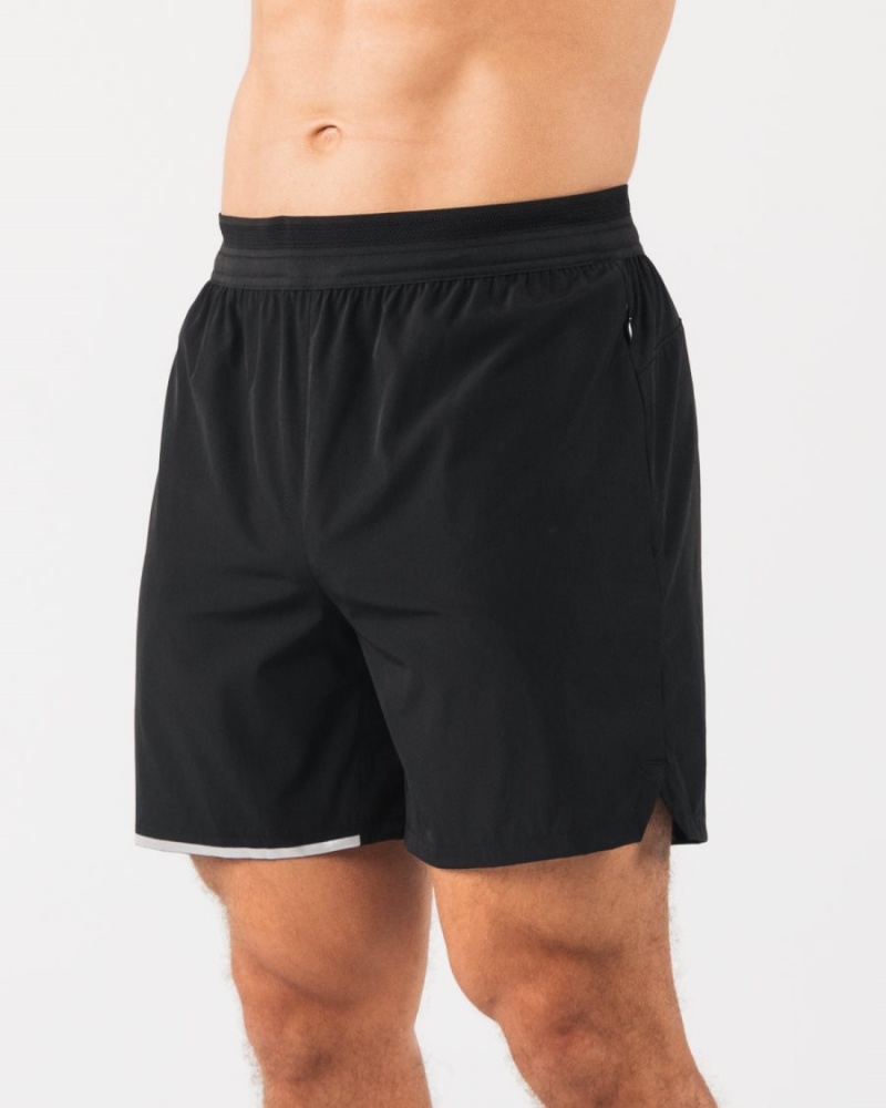 Black / Silver Alphalete Studio Short 6" Men's Shorts | 6879204-MX