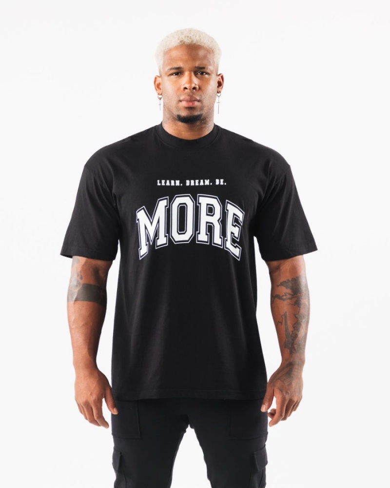 Black / White Alphalete LDB More Tee Men's Shirts | 6120739-YS