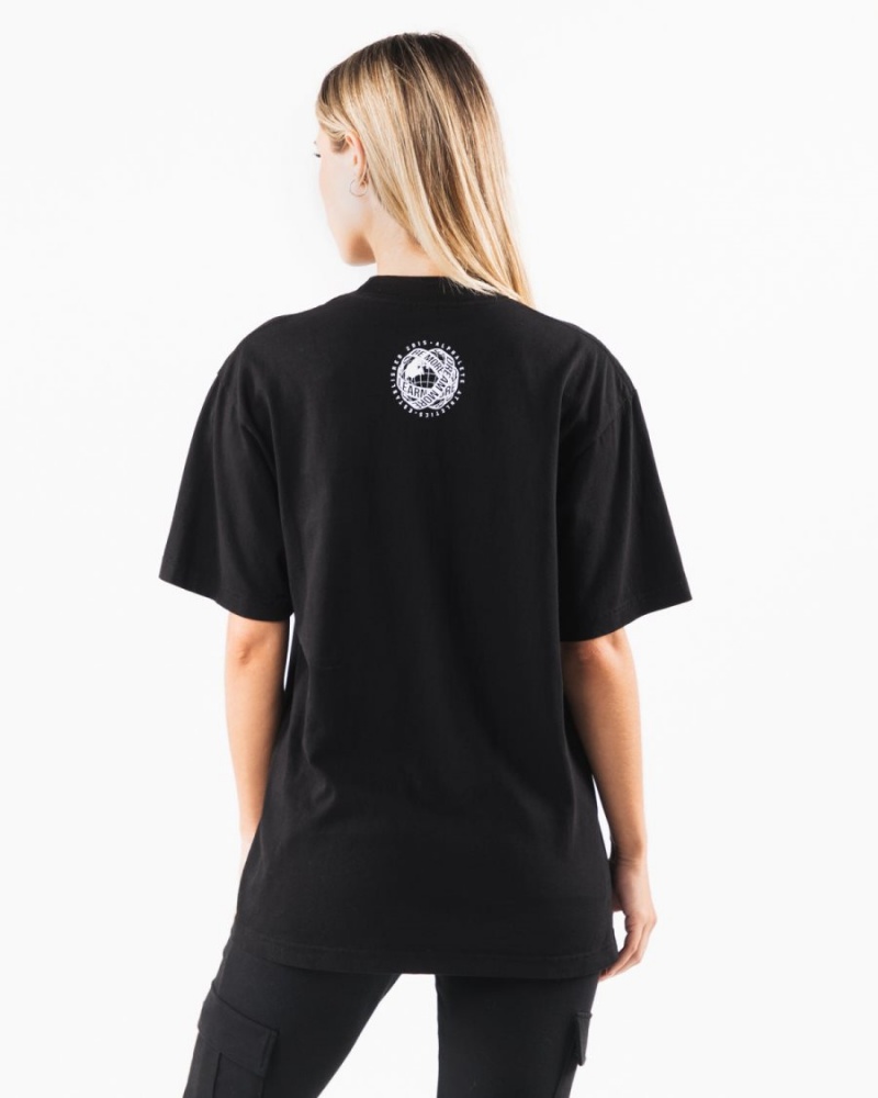 Black / White Alphalete LDB More Tee Women's Shirts | 6039521-BD