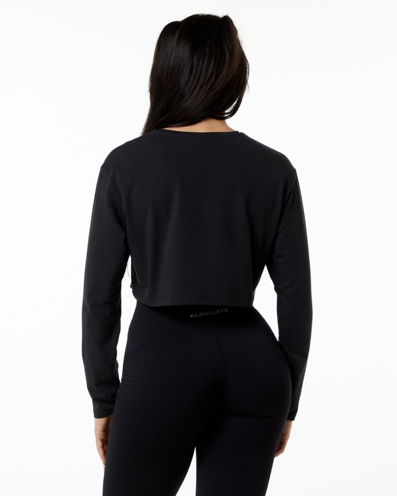 Blackout Alphalete Core LS Crop Women's Long Sleeve | 5319487-XT