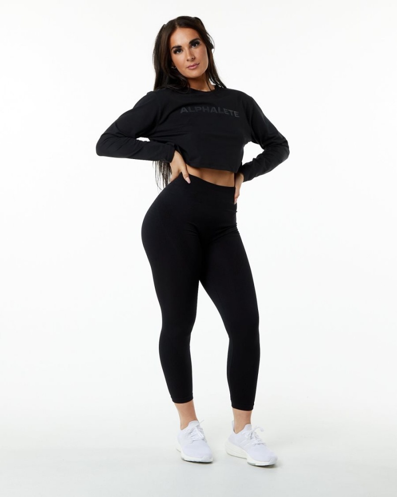 Blackout Alphalete Core LS Crop Women's Long Sleeve | 5319487-XT