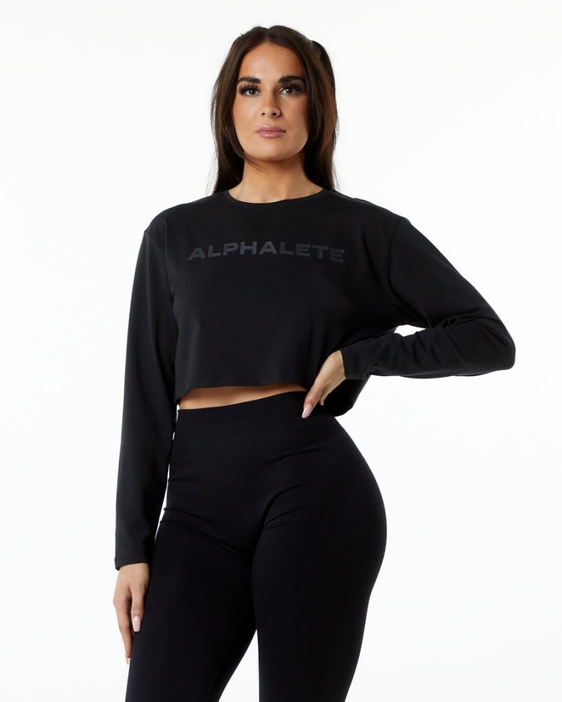 Blackout Alphalete Core LS Crop Women\'s Long Sleeve | 5319487-XT