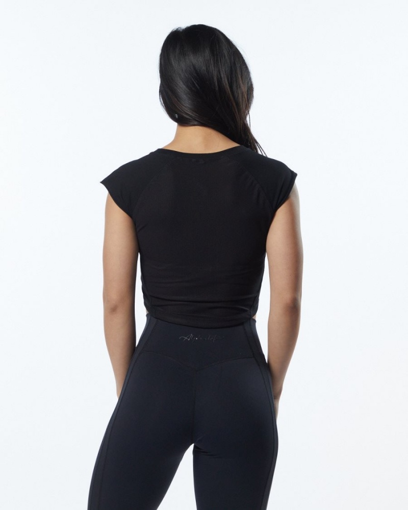 Blackout Alphalete Velocity Crop Tee Women's Shirts | 0453692-KC